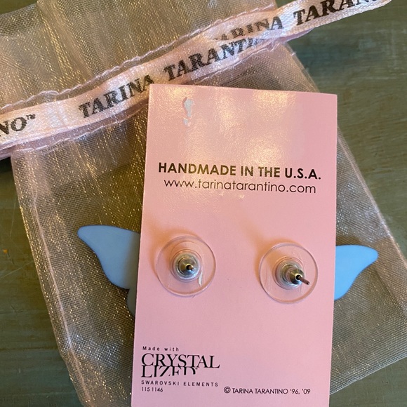 Tarina Tarantino Capri Blue Butterfly Earrings - Picture 2 of 4